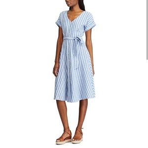 NWT chaps button front short sleeve midi dress